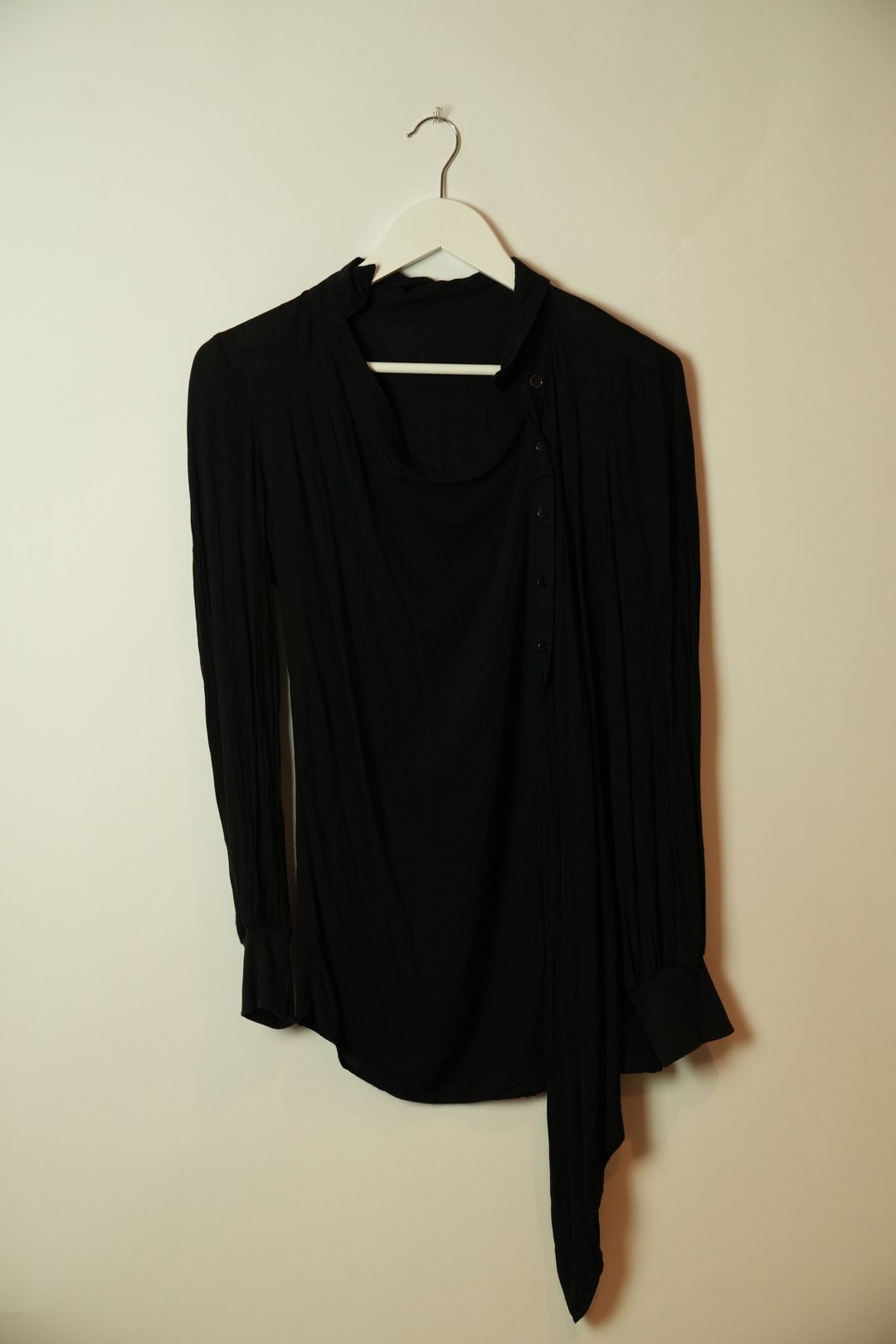 Cop Copine Black Assymetrical Button Down Blouse by COP COPINES in size XS from TOPS category