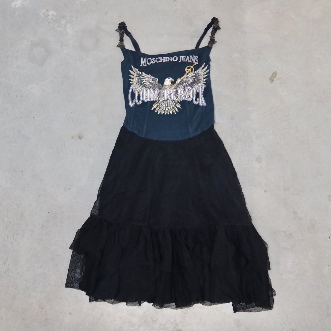 Moschino ‘Country Rock’ Corset Tulle Dress by MOSCHINO in size ONE SIZE from Midi Dress category