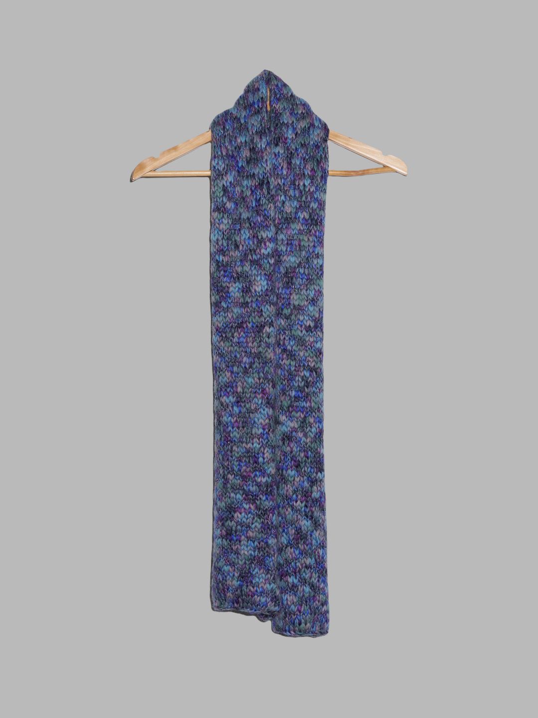 Jean Colonna purple blue grey knitted wool scarf by Jean Colonna in size ONE SIZE from ACCESSORIES category