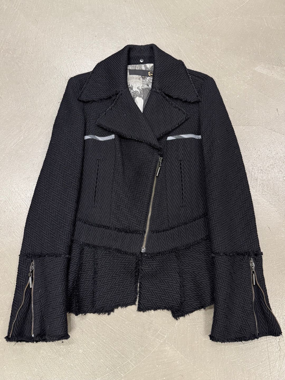 Cavalli frayed asymmetric jacket by ROBERTO CAVALLI in size EU 42 from COATS & JACKETS category