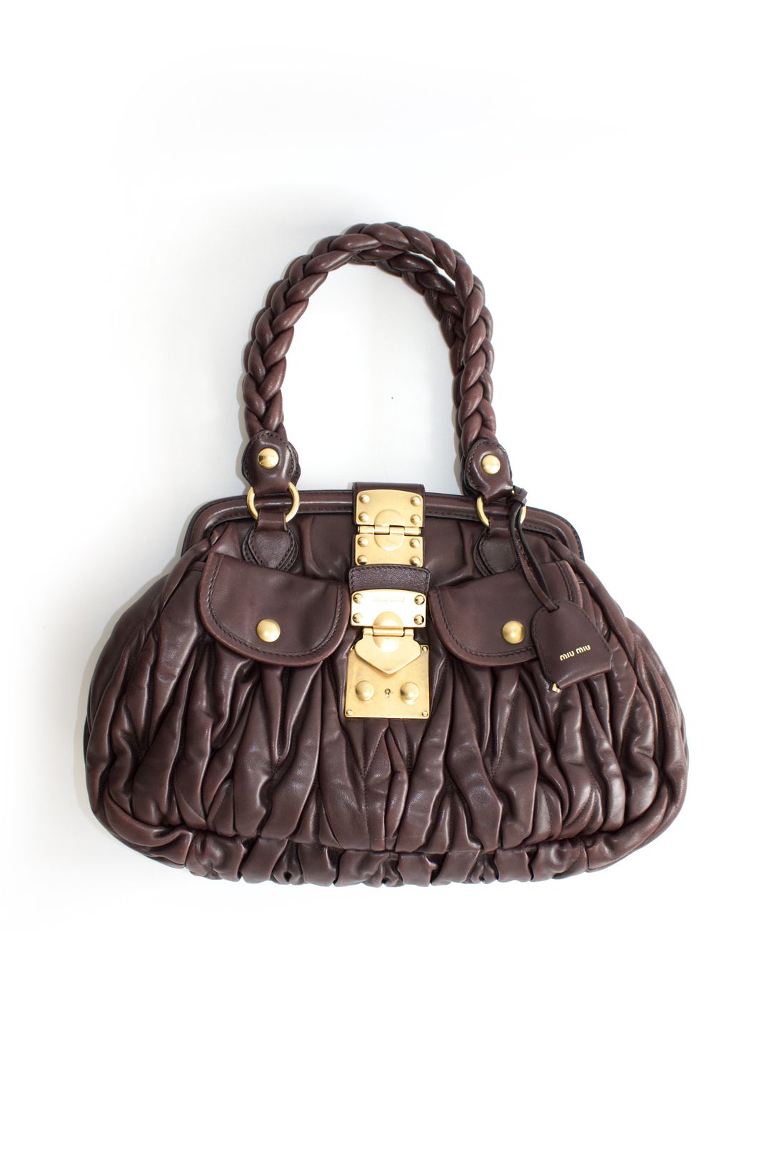 Miu Miu FW 2006 brown matelassé leather Coffer handbag by MIU MIU in size ONE SIZE from BAGS category
