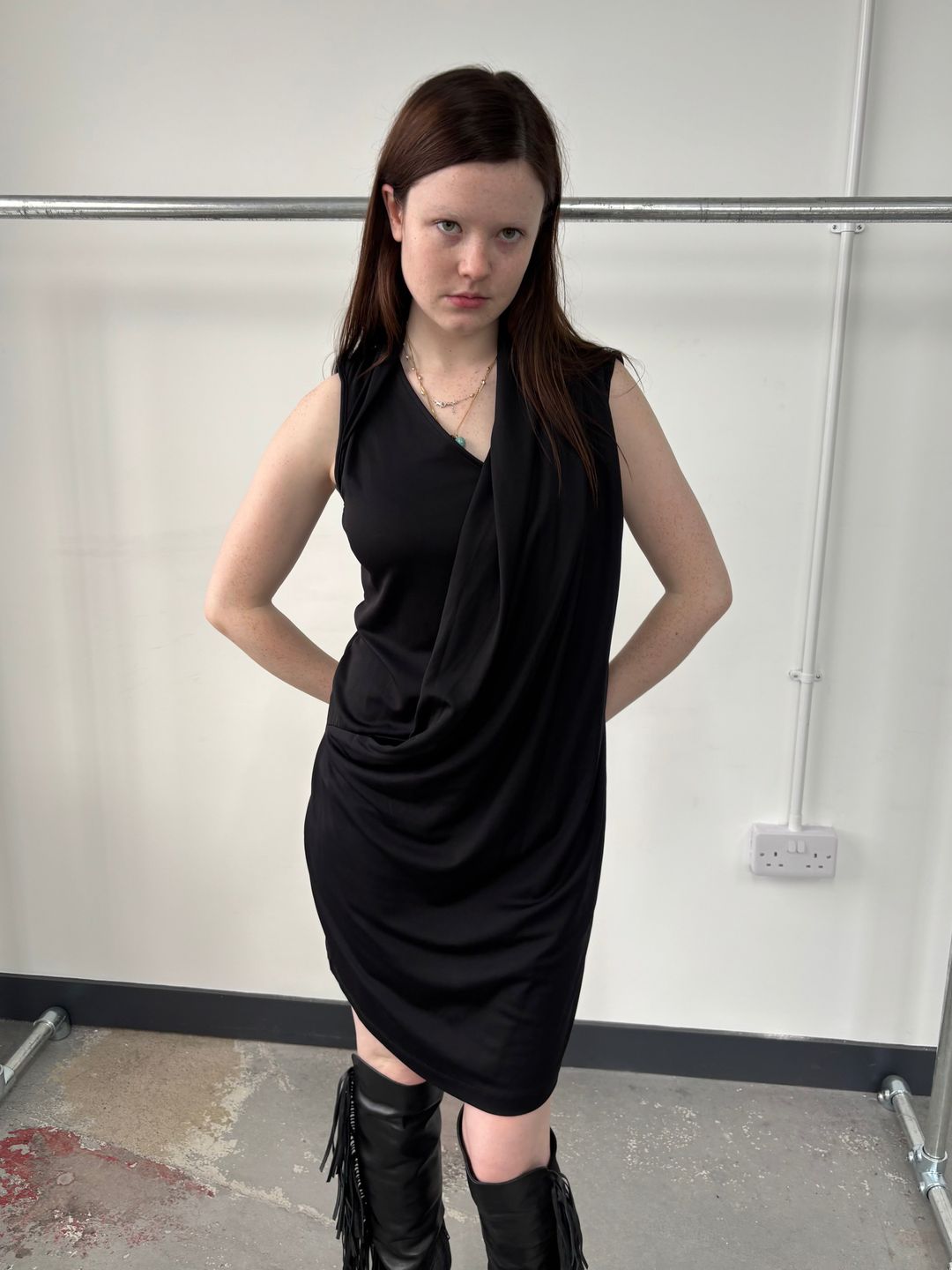 ITALIAN DESIGNER DRAPE DRESS by undefined in size L from DRESSES category