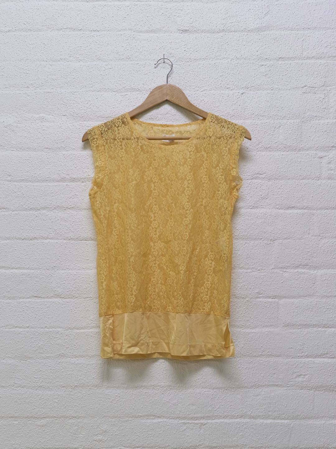Comme des Garcons 1995 lace sleeveless top with satin hem panel - womens S by COMME DES GARÇONS in size S from TOPS category