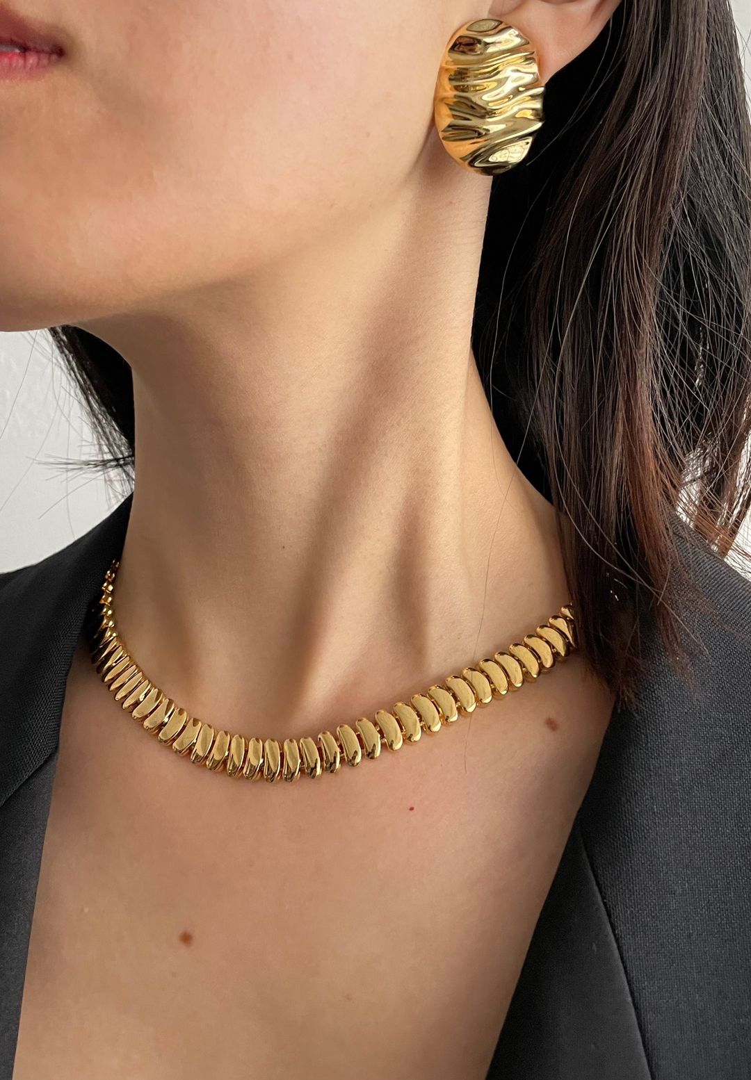 D’Orlan flooded link chain choker necklace gold tone 1980’s vintage by D'ORLAN in size ONE SIZE from JEWELLERY & WATCHES category