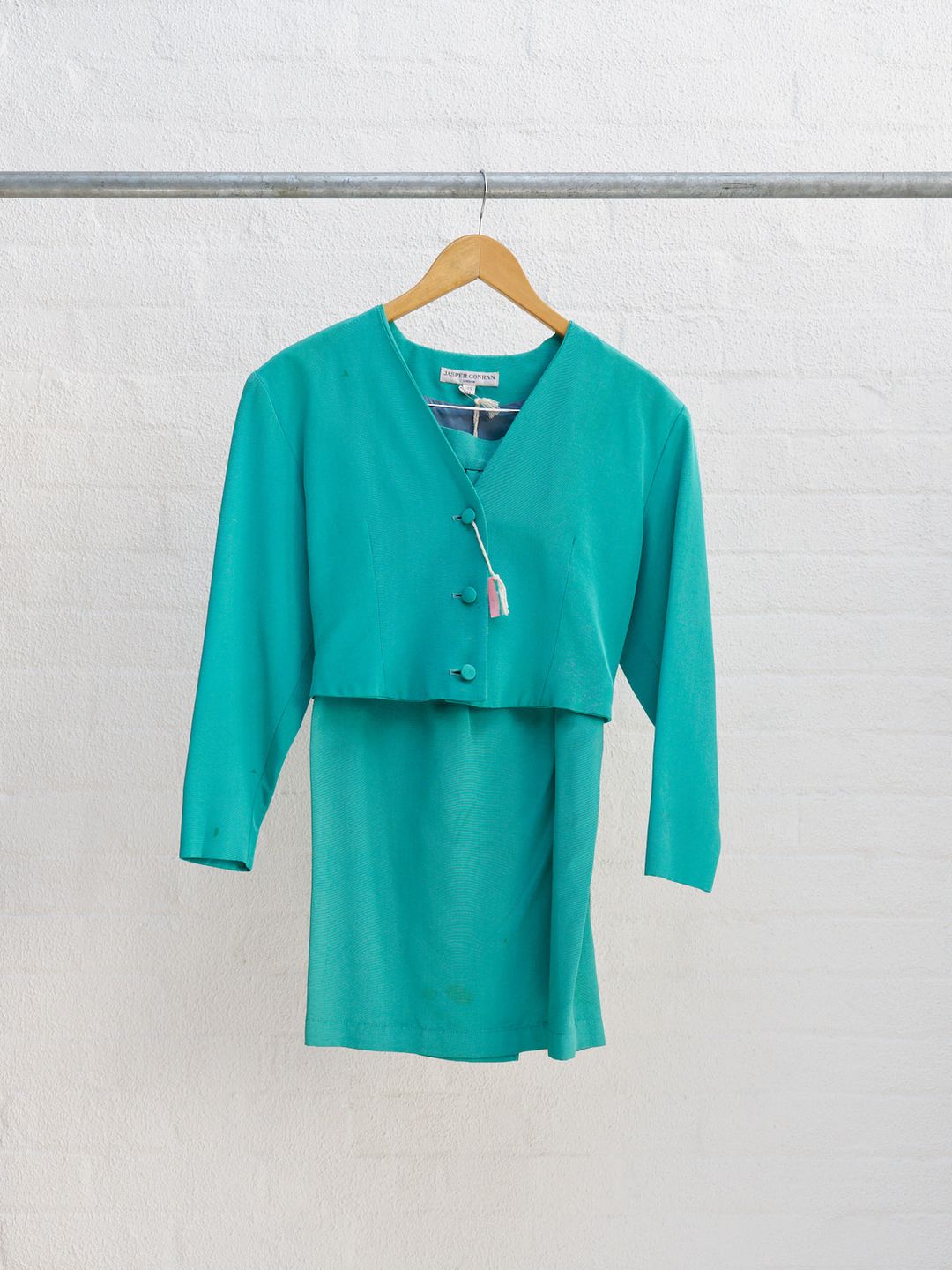 Jasper Conran 1980s teal grosgrain skirt suit - womens 8 6 by Jasper Conran in size AU/UK 8 from SUITS category