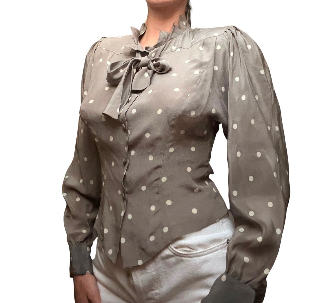 Emmanuelle Khan Polka Dot Blouse by EMMANUEL KHAN in size AU/UK 6 from TOPS category
