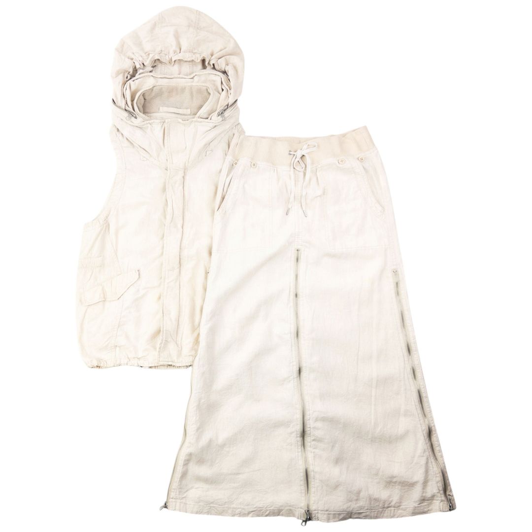 Vintage 2000s GOA Convertible Zip Gilet & Skirt Linen Set Womens Size S by VINTAGE in size S from COATS & JACKETS category