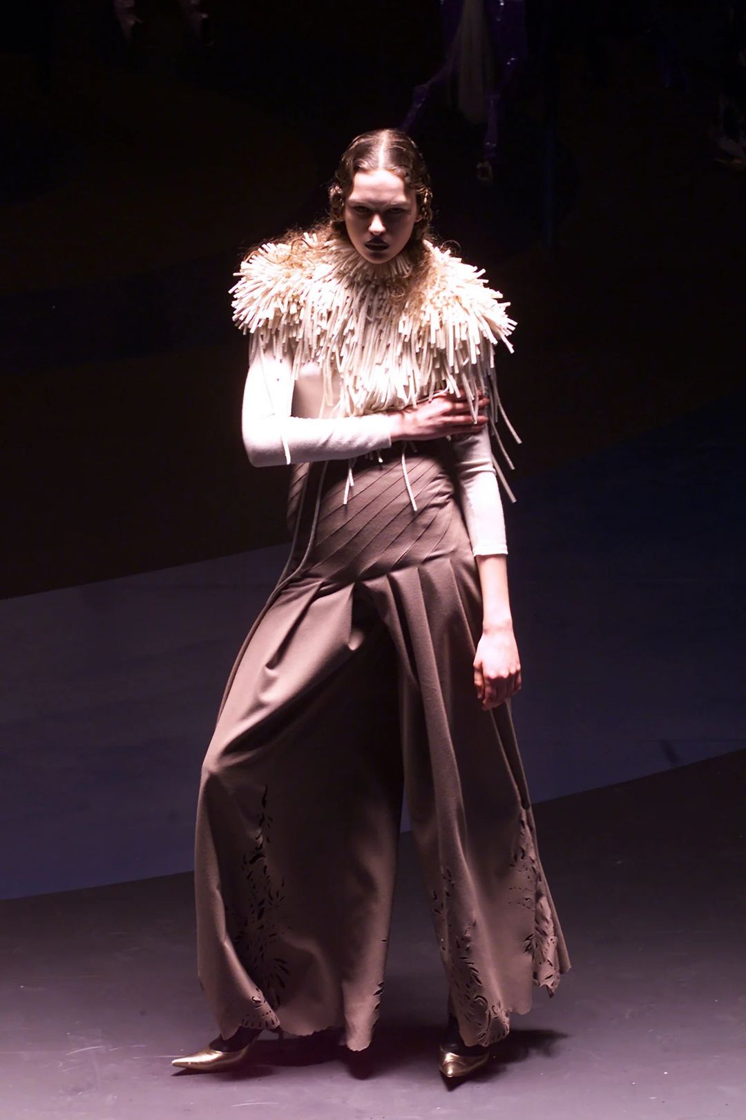 A/W2001 Alexander McQueen runway high waist palazzo pants by ALEXANDER MCQUEEN in size IT 44 from TROUSERS category