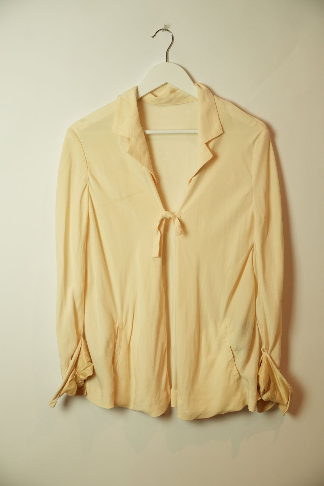 Y's Silk Tie LS Shirt w Mandarin Sleeve by VENDOR-UNKNOWN in size M from SHIRTS category