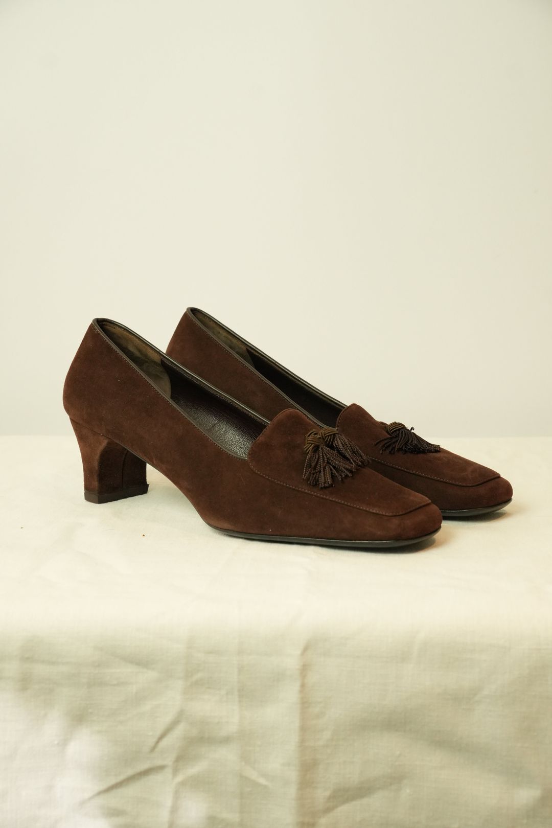 Salvatore Ferragamo Suede Tassel Heel Loafers by FERRAGAMO in size ONE SIZE from SHOES category