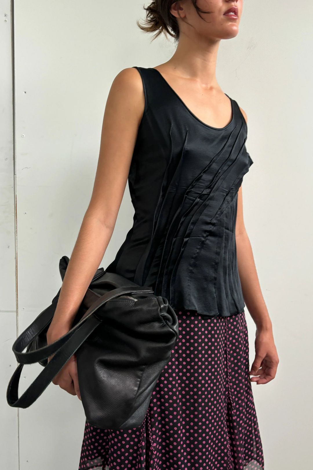 ASYMMETRICAL PLEATED SILK TOP by CHRISTIAN DIOR in size AU/UK 8 from TOPS category