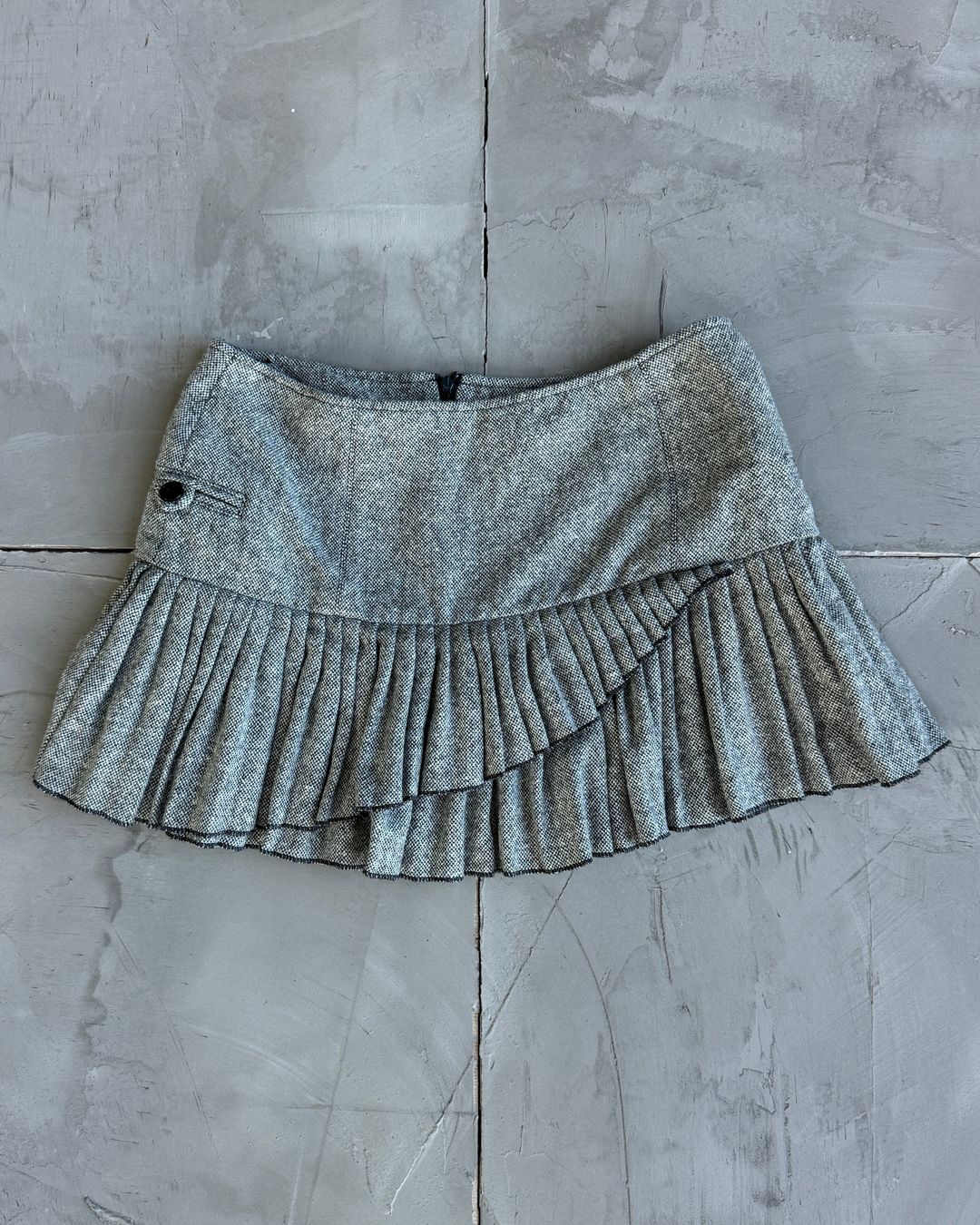 Armani Jeans Asymmetric Pleated Wool Mini Skirt - S/M by Emporio Armani in size EU 38 from SKIRTS category