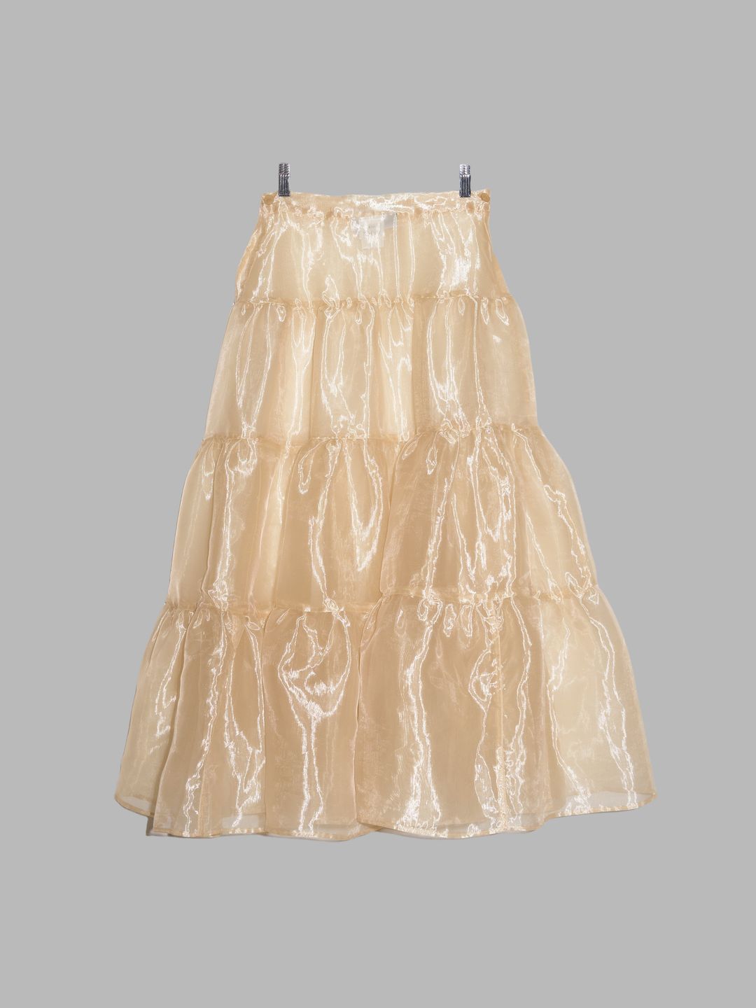 Dexter Wong 1990s gold polyester organza tiered see-through maxi skirt - S by Dexter Wong in size S from SKIRTS category