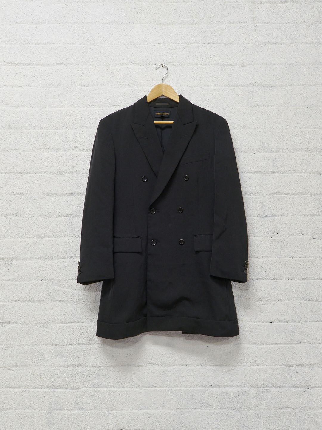 Comme des Garcons 1995 black polyester layered double breasted blazer - womens M by COMME DES GARÇONS in size M from COATS & JACKETS category