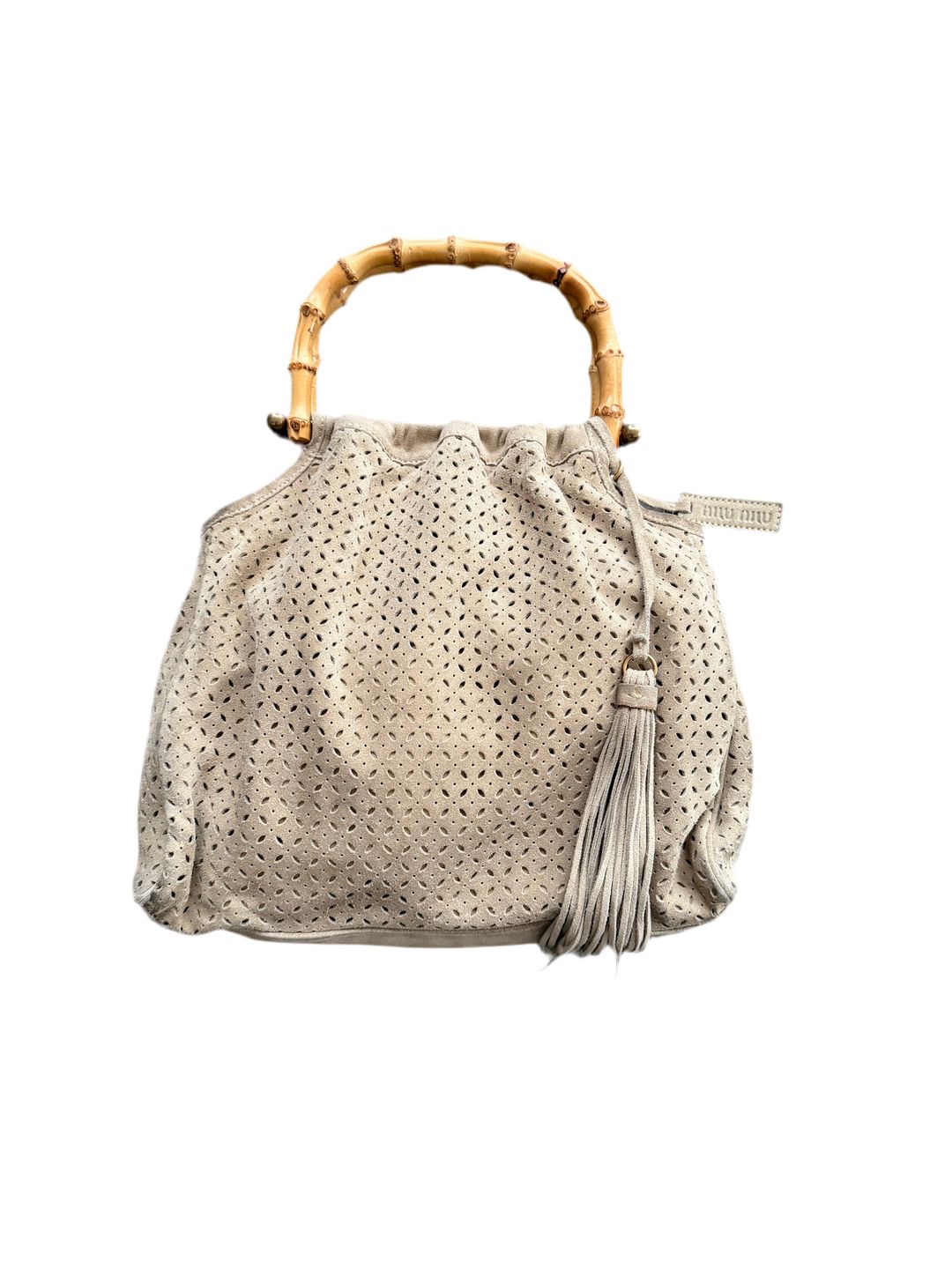 MIU MIU 00s BAMBOO HANDLE SUEDE BAG by MIU MIU in size ONE SIZE from BAGS category