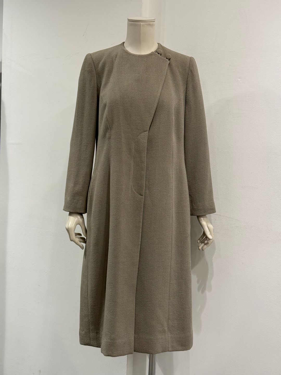 2000s Giorgio Armani greige minimalist coat by GIORGIO ARMANI in size EU 44 from COATS & JACKETS category