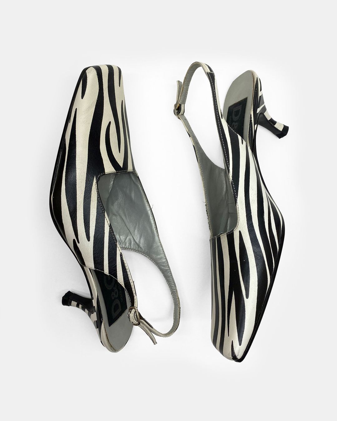 Dolce & Gabbana 1990s Square Toe Zebra Print Heels Black White by DOLCE & GABBANA in size EU 36 from SHOES category