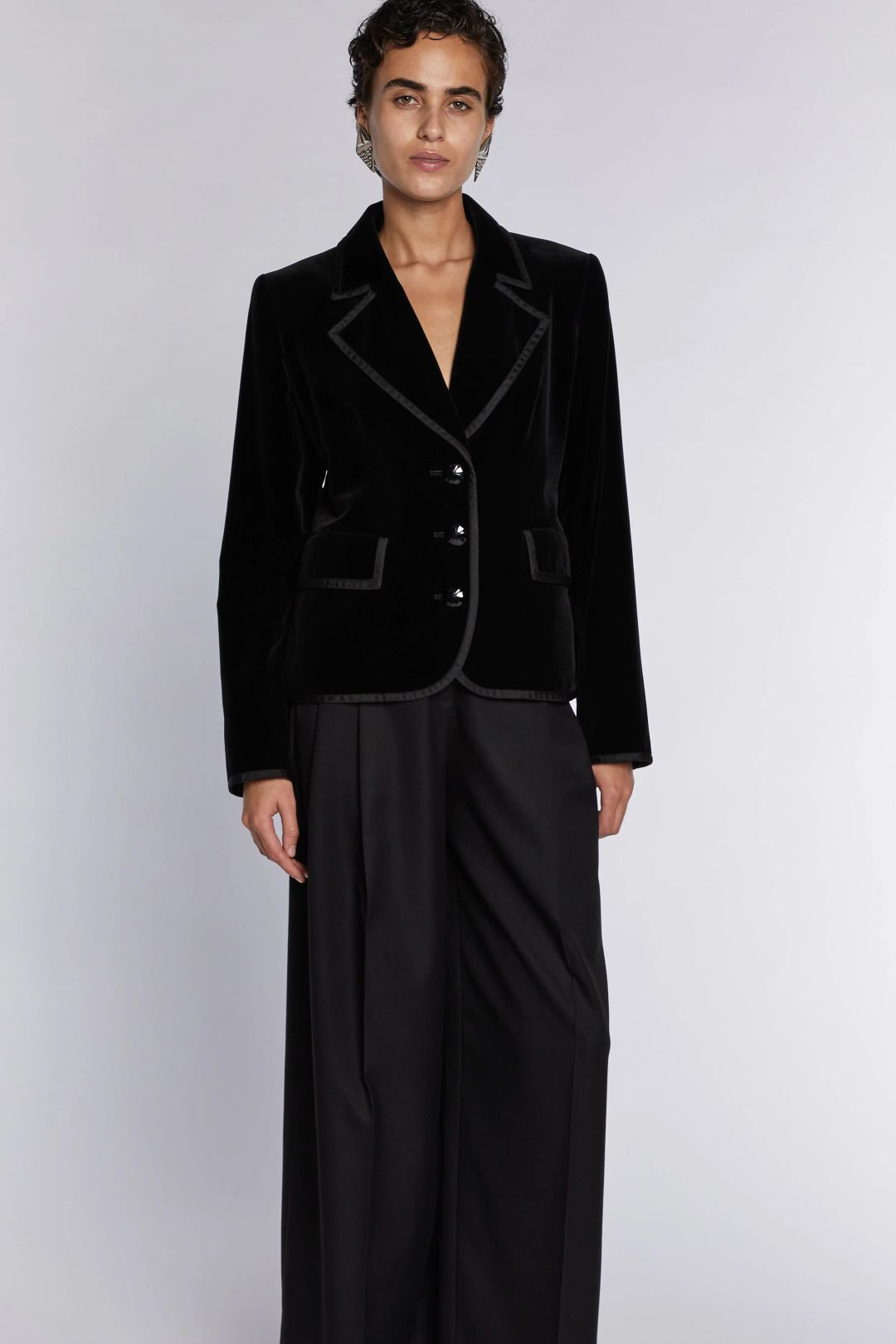 Yves Saint Laurent Rive Gauche Velvet Grosgrain Trim Jacket 90s by YVES SAINT LAURENT in size ONE SIZE from COATS & JACKETS category