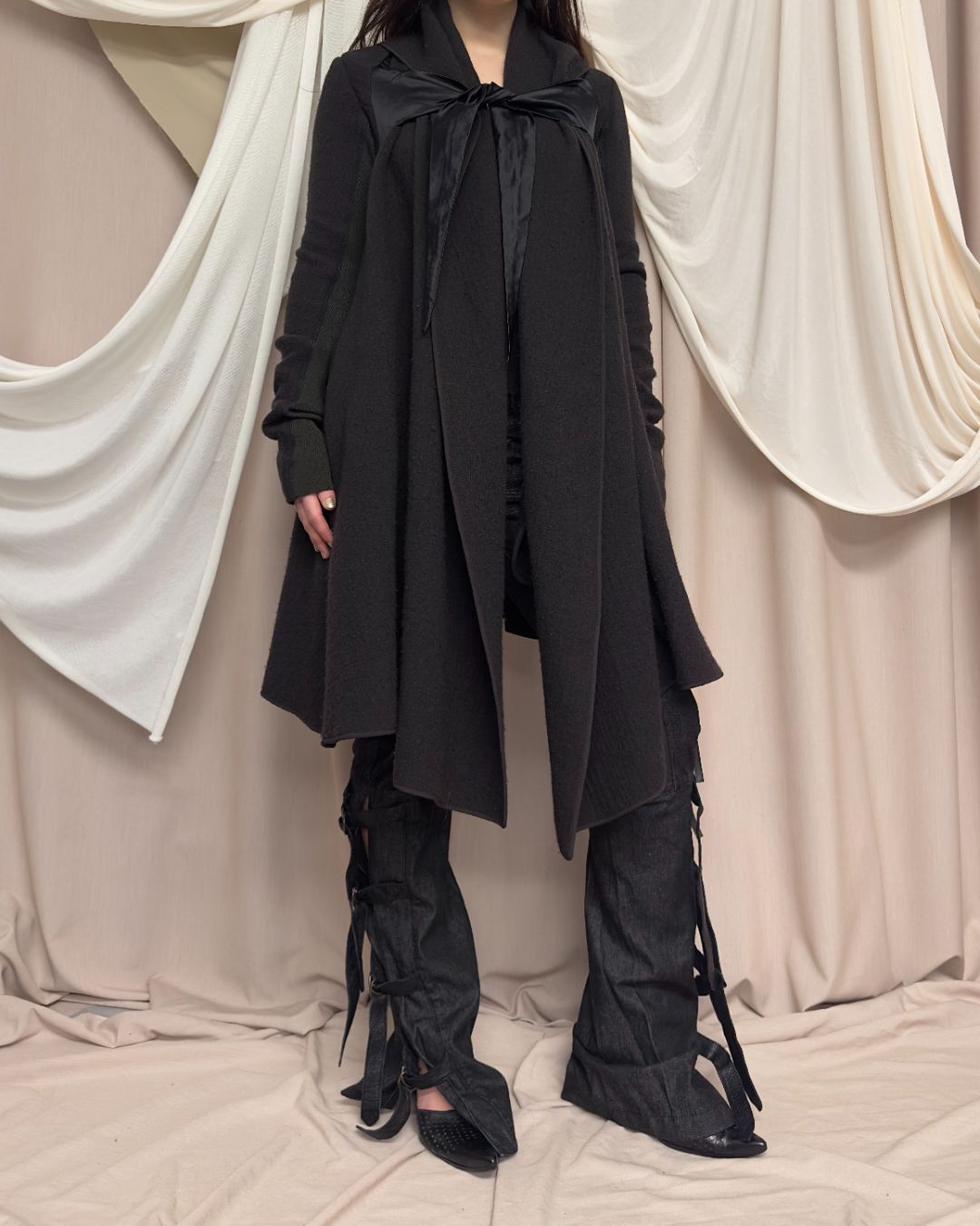 WOOL COAT WITH EXAGGERATED COLLAR by Rick Owens by RICK OWENS in size IT 40 from COATS & JACKETS category