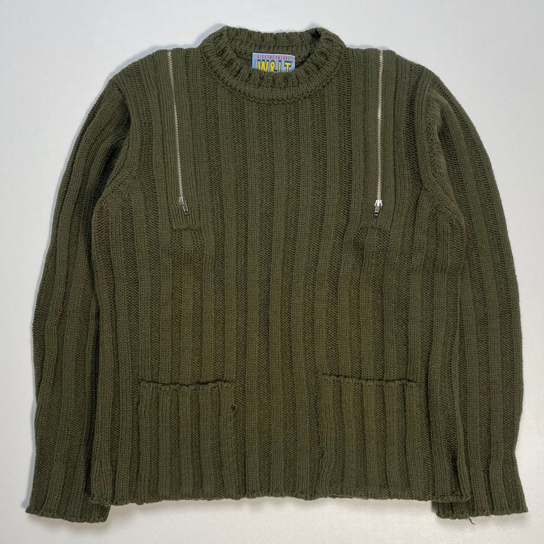 f/w1998 W&amp;LT thick ribbed zip sweater by W&LT in size ONE SIZE from KNITWEAR category