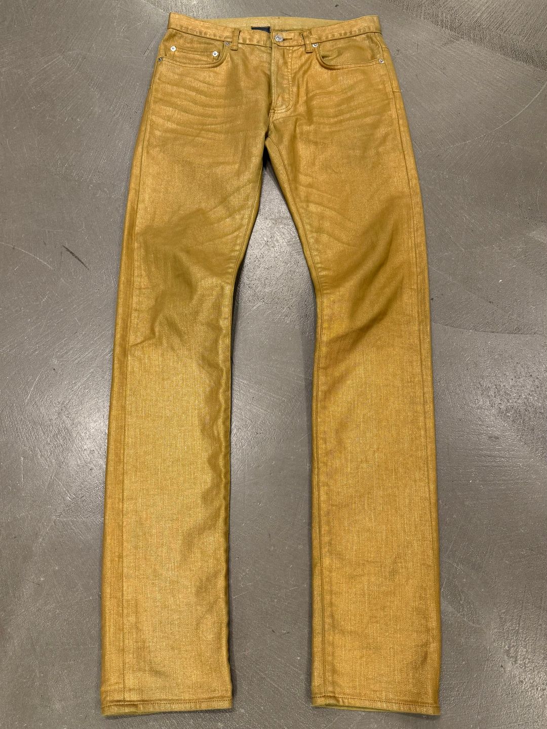 S/S2009 Dior gold coated radioactive jeans by DIOR in size W29 from DENIM category