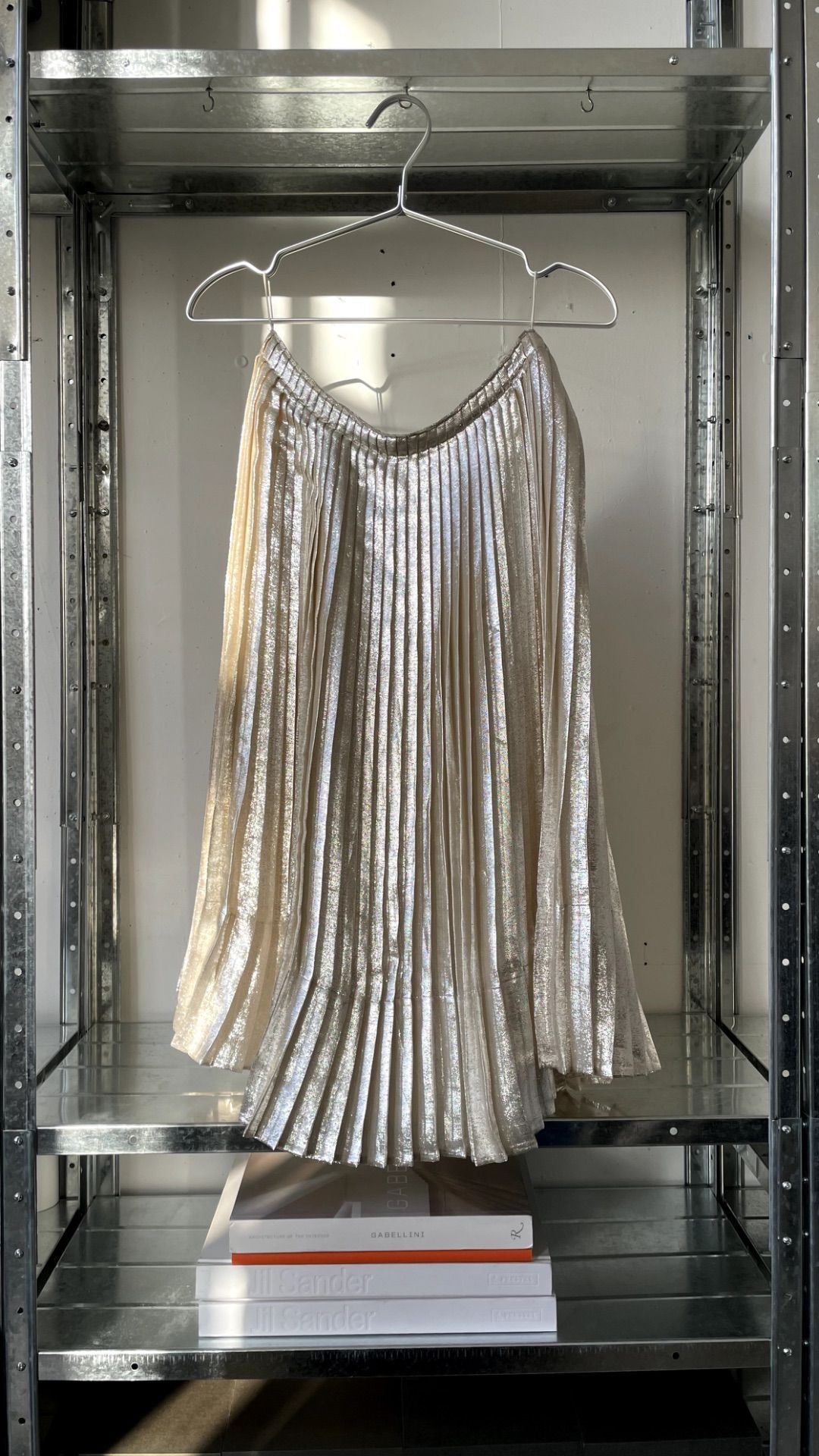 PLEATED METALLIC SKIRT by JIL SANDER in size AU/UK 10 from SKIRTS category