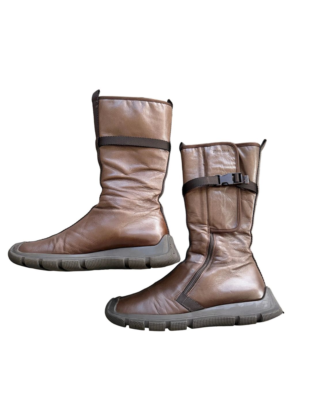 MIU MIU F/W 1999 UTILITARIAN LEATHER BOOTS by MIU MIU in size EU 37 from SHOES category