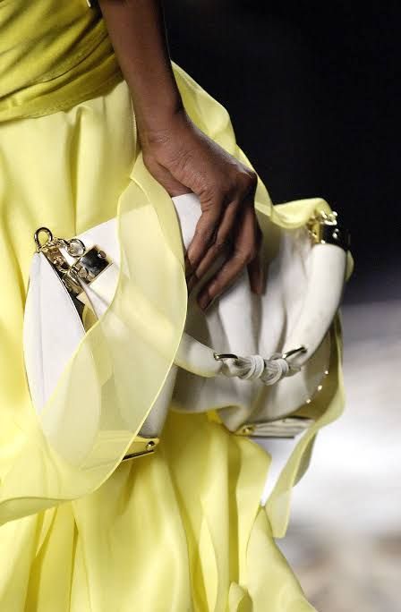 Yves Saint Laurent Double Horn Mombasa Leather Beige Handbag by YVES SAINT LAURENT in size ONE SIZE from BAGS category
