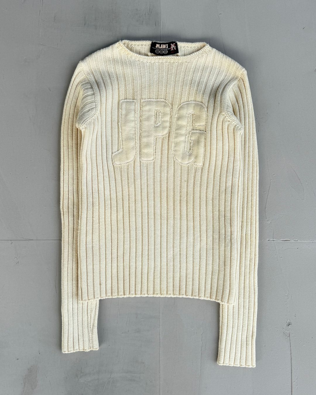 Jean Paul Gaultier JPG Jeans Logo Ribbed Knit Sweatshirt - S by JEAN PAUL GAULTIER in size XS from TOPS category