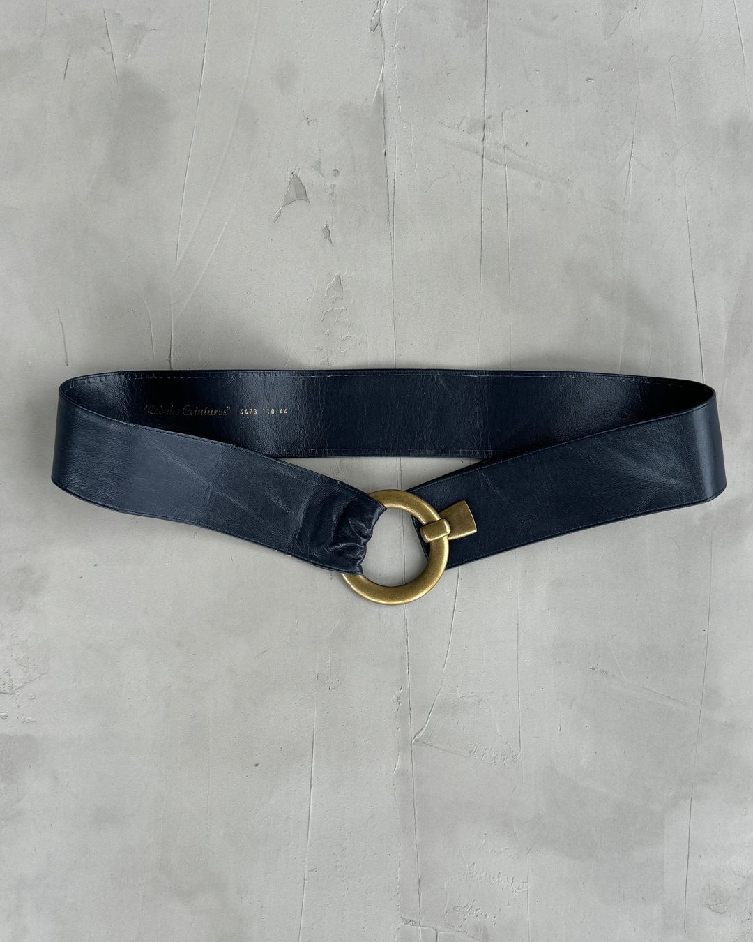 ROBAKO CEINTURES BLUE LEATHER BUCKLE BELT - 44" by Robako Ceintures in size XXL from ACCESSORIES category