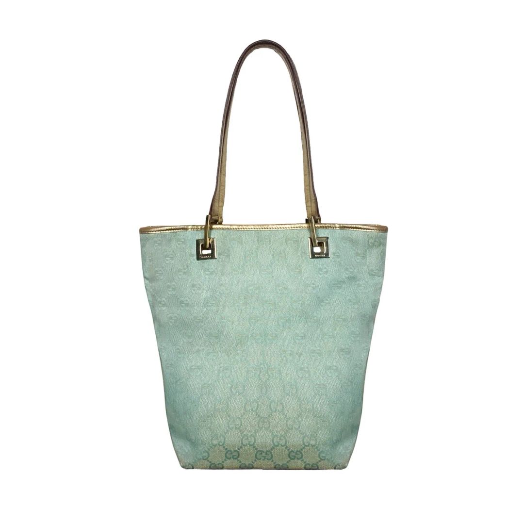 Gucci Monogram Aqua and Gold Shoulder Bag by GUCCI in size ONE SIZE from BAGS category