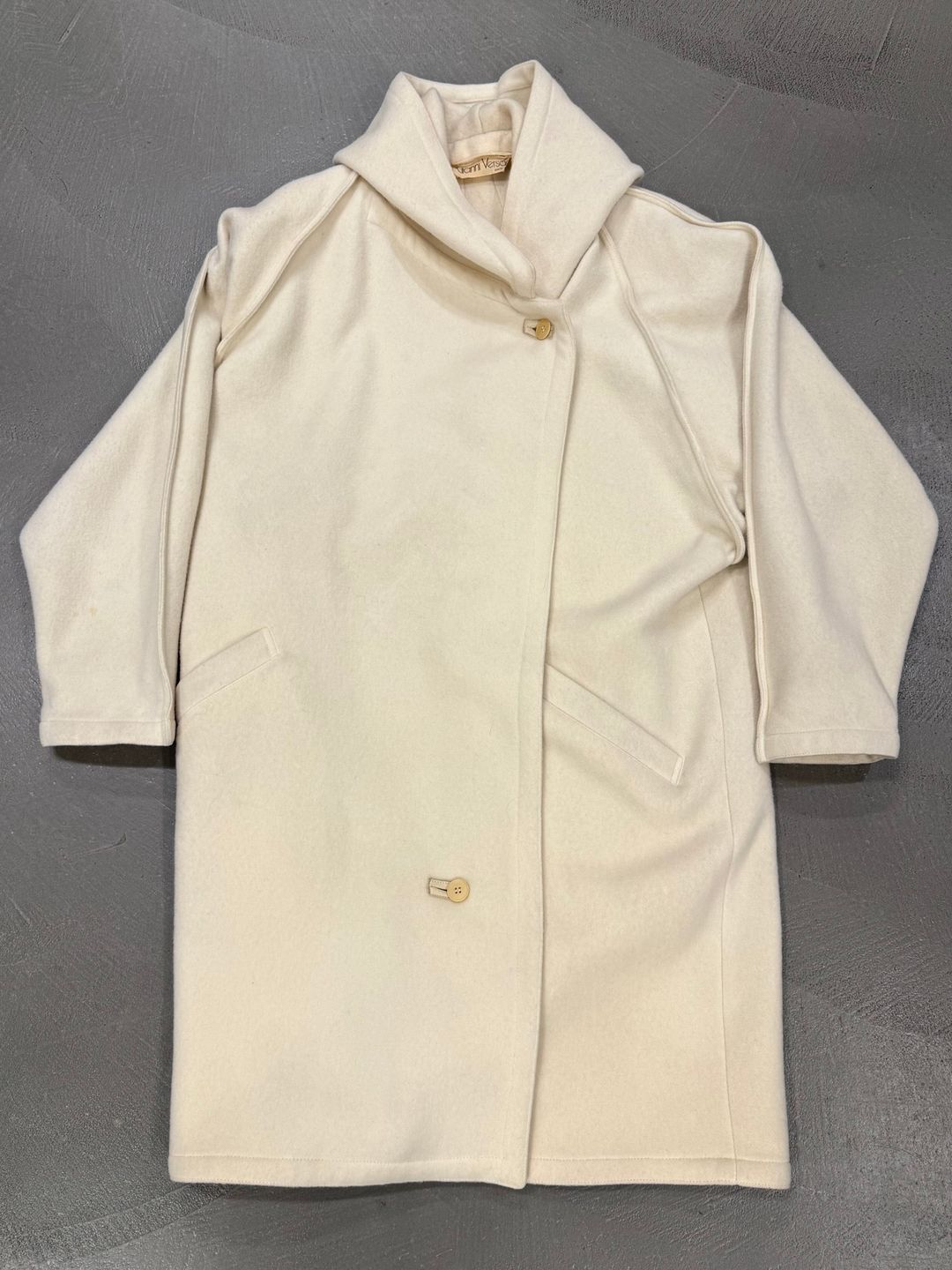 1990s Gianni Versace wool shawl-collar coat by VERSACE in size M from COATS & JACKETS category