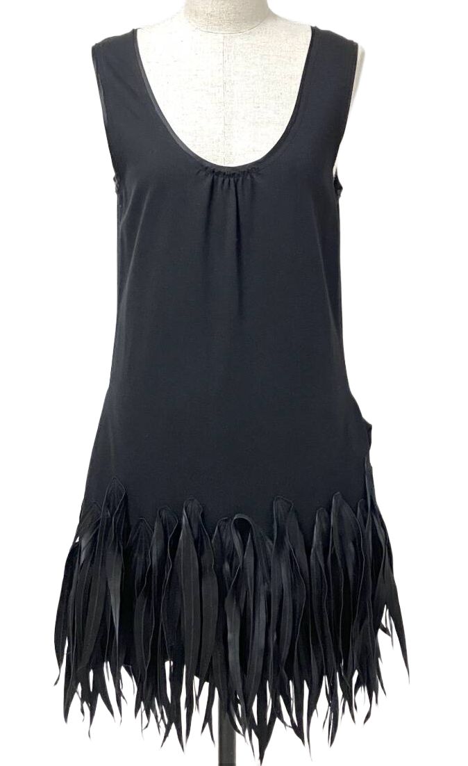 VIVIENNE TAM sleeveless dress with fringe leaf feather hem by VIVIENNE WESTWOOD in size S from DRESSES category