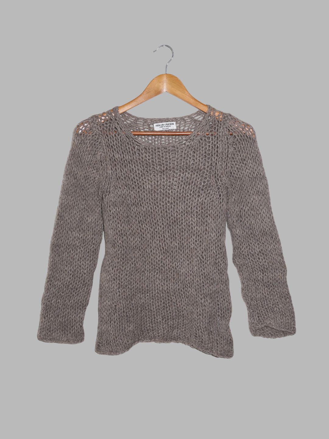 Robe de Chambre Comme des Garcons 1994 grey brown wool loose knit jumper - S by COMME DES GARÇONS in size S from KNITWEAR category
