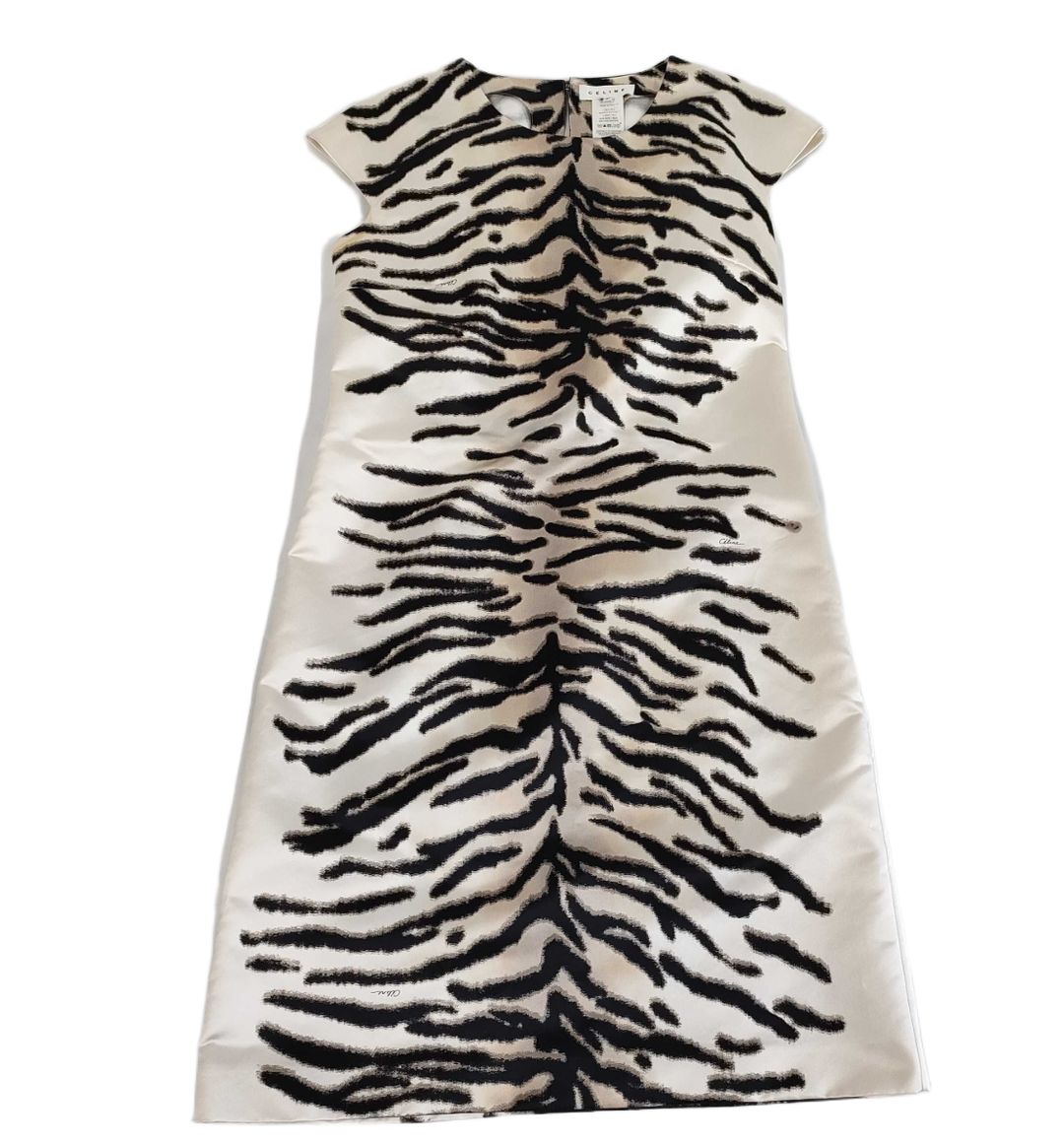 Celine Silk Zebra Sless Dress Sz 40 by CÉLINE in size S from DRESSES category