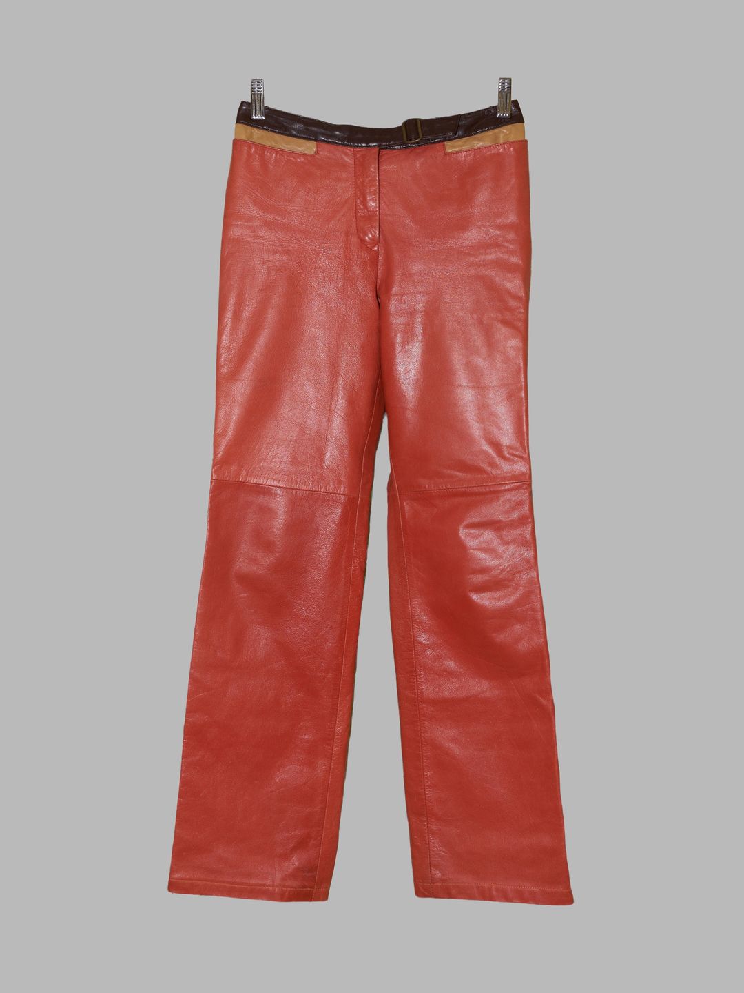 Patrick Cox Wannabe 1990s orange leather trousers with contrast waistband - S by Patrick Cox Wannabe in size S from TROUSERS category