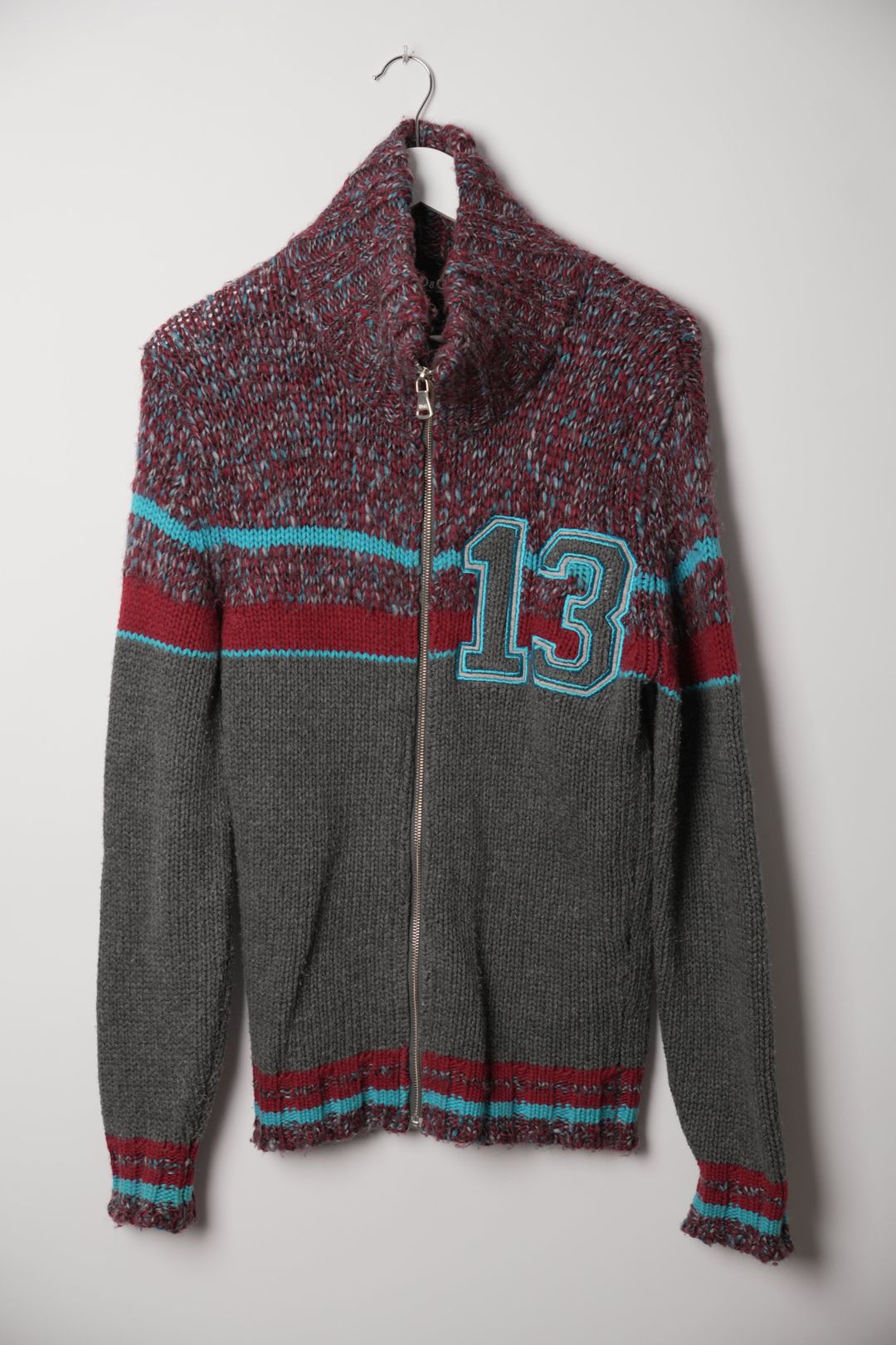 Dolce & Gabbana Mock Neck Blue Red Grey Sport 13 Knit Zip Jacket by DOLCE & GABBANA in size M from COATS & JACKETS category