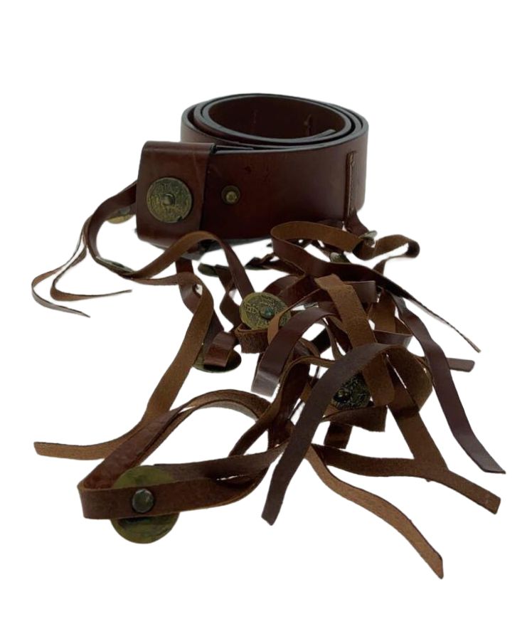 Vivienne Tam Leather Brown Belt w Fringe Coin Detail by VENDOR-UNKNOWN in size S from ACCESSORIES category