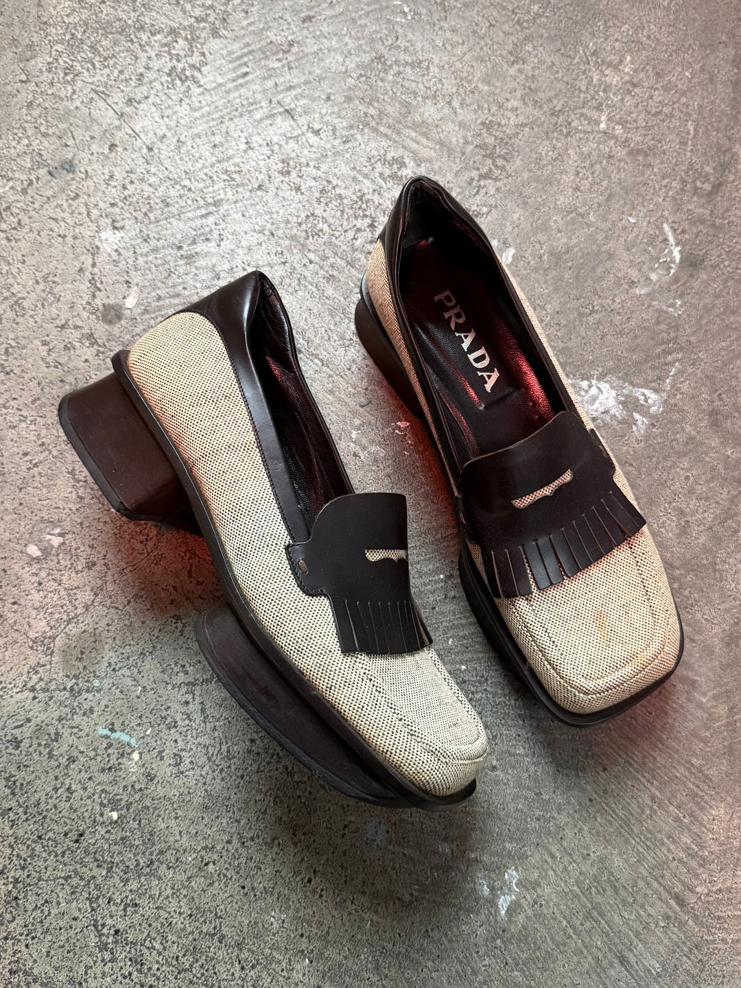 SS 99 Prada Sport Linen Split Sole Loafers by PRADA in size EU 37 from SHOES category