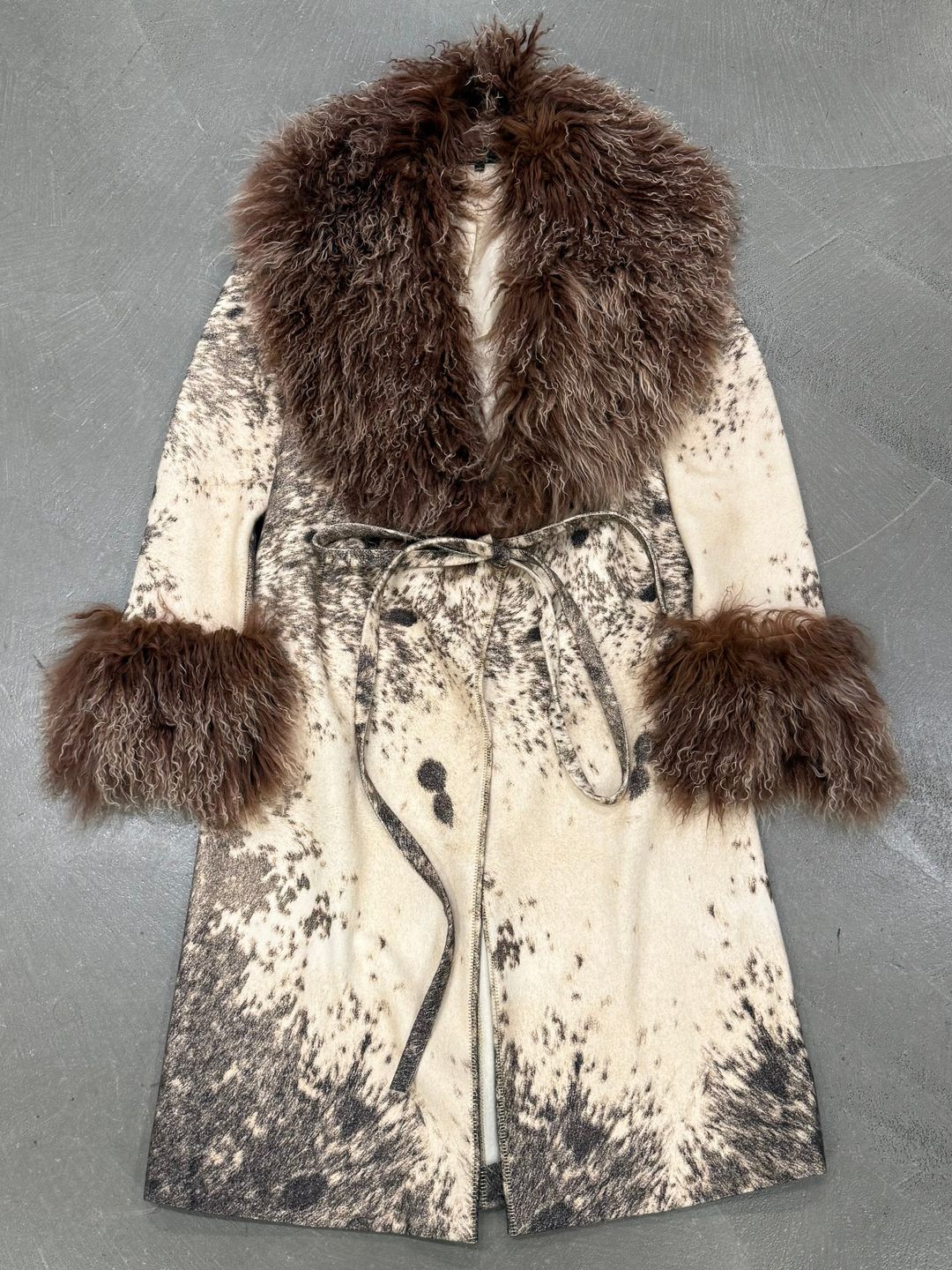 F/W1999 Roberto Cavalli fur-trimmed wool coat by ROBERTO CAVALLI in size S from COATS & JACKETS category