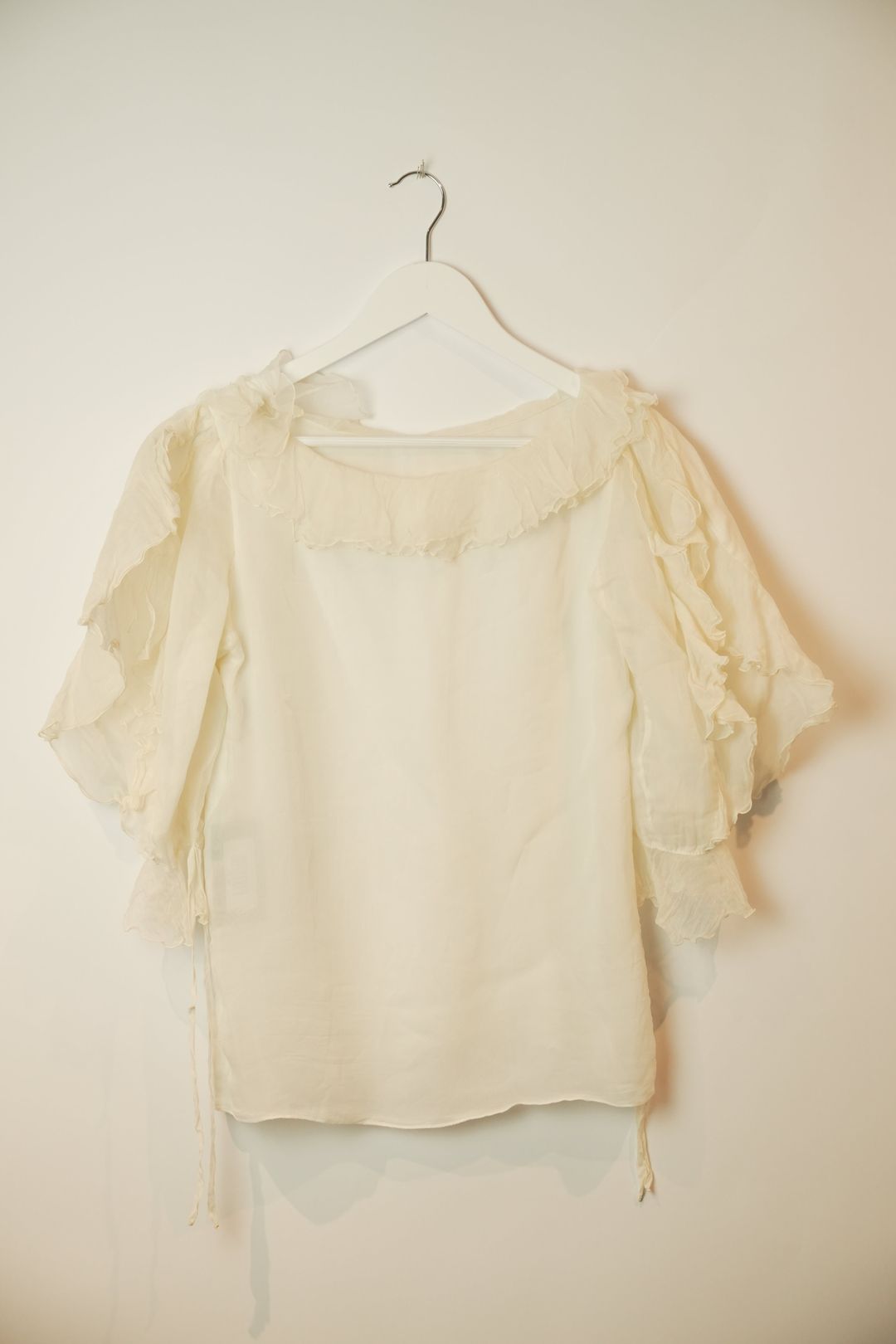 Christian Dior ruffled blouse 100% silk top by DIOR in size XS from TOPS category