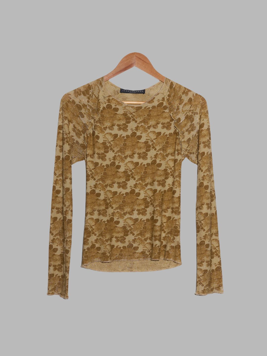 Jean Colonna gold lamé floral print long sleeve top - S by Jean Colonna in size S from TOPS category
