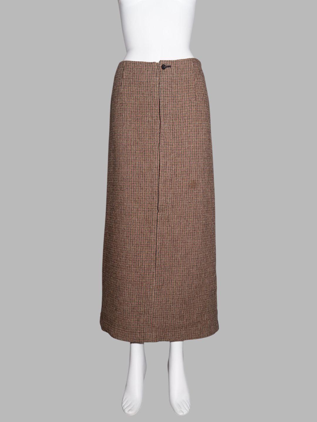 Tricot Comme des Garcons winter 1995 brown tweed maxi skirt with satin back by COMME DES GARÇONS in size M from SKIRTS category