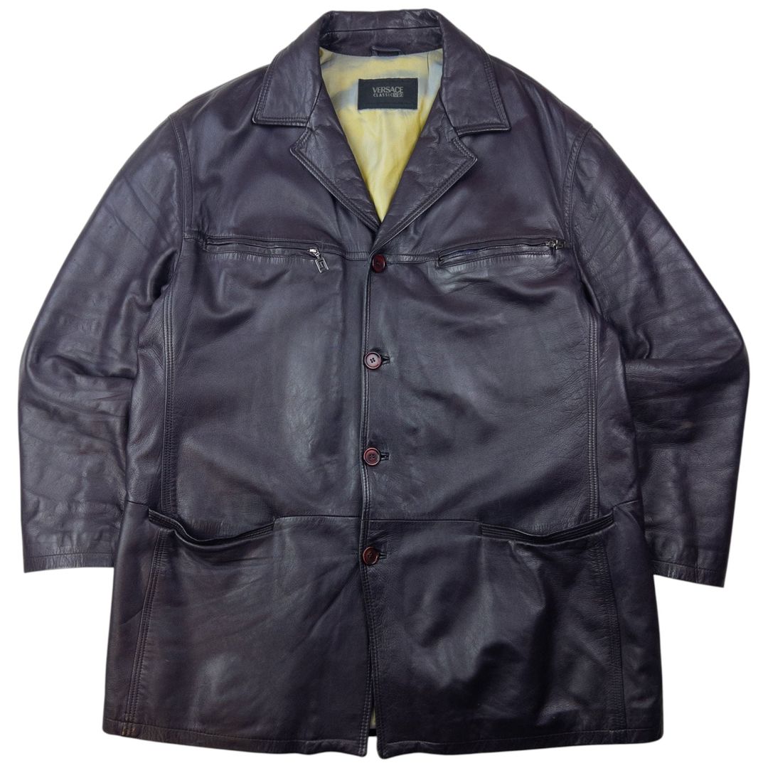Vintage 2000s Versace Classic V2 Leather Jacket Size XXL by VERSACE in size XXL from COATS & JACKETS category