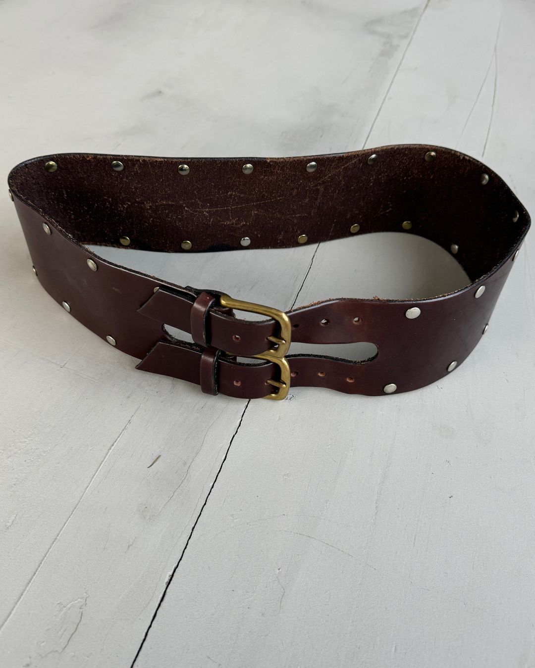 DOUBLE LAYER BROWN LEATHER BELT by undefined in size ONE SIZE from ACCESSORIES category