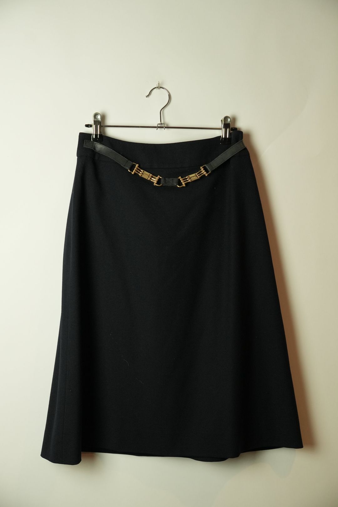 Celine Double Metal Buckle Navy Skirt by CÉLINE in size S from SKIRTS category