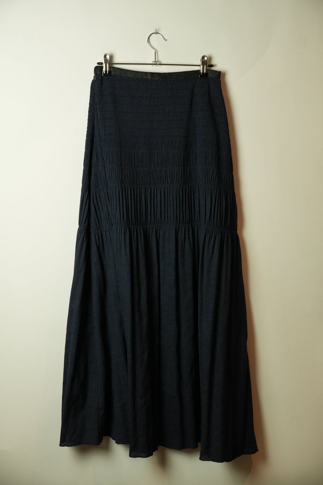 Ron Herman Blue Chambray Denim Pleated Maxi Skirt by VENDOR-UNKNOWN in size AU/UK 8 from SKIRTS category