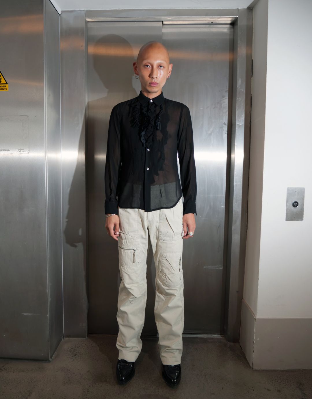 Ruffle Detail Silk Blouse by COMME DES GARÇONS ROBE DE CHAMBRE in size ONE SIZE from TOPS category