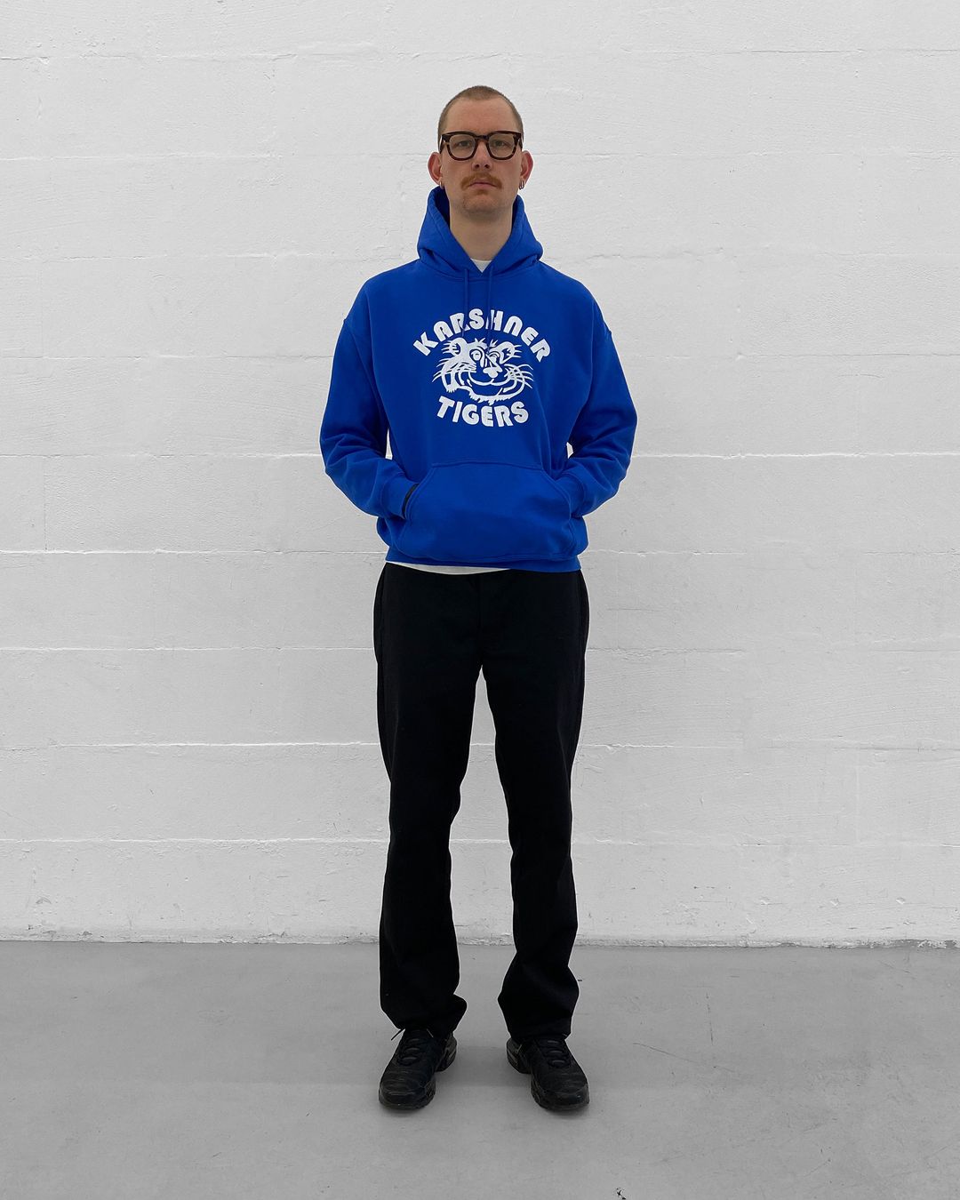 Vintage 2000s Karshner Tiger Elementary School Hoodie Blue by Vintage in size M from KNITWEAR category