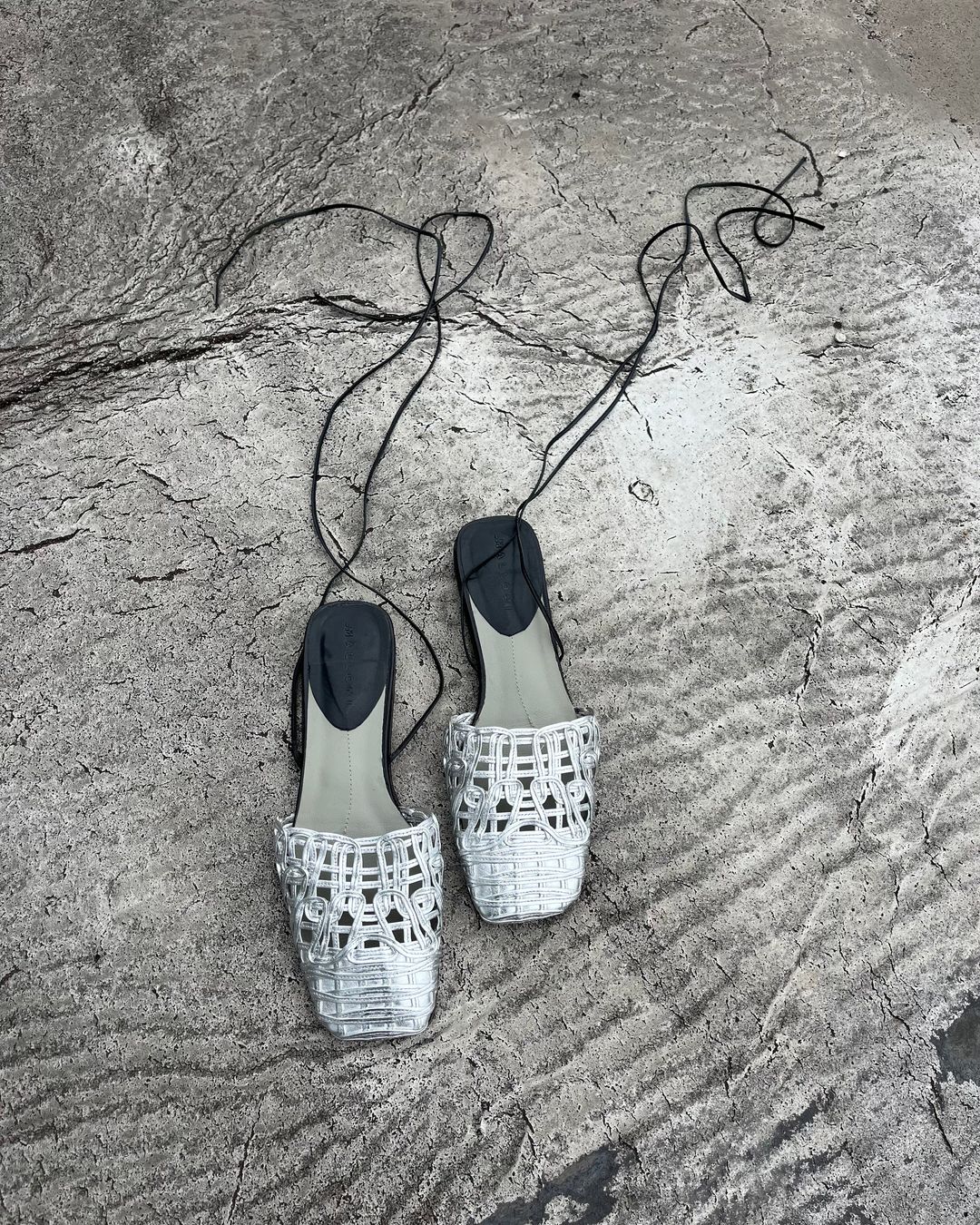 SILVER LEATHER LACE UP SANDALS by MEIWAI LIMITED in size EU 37 from SHOES category